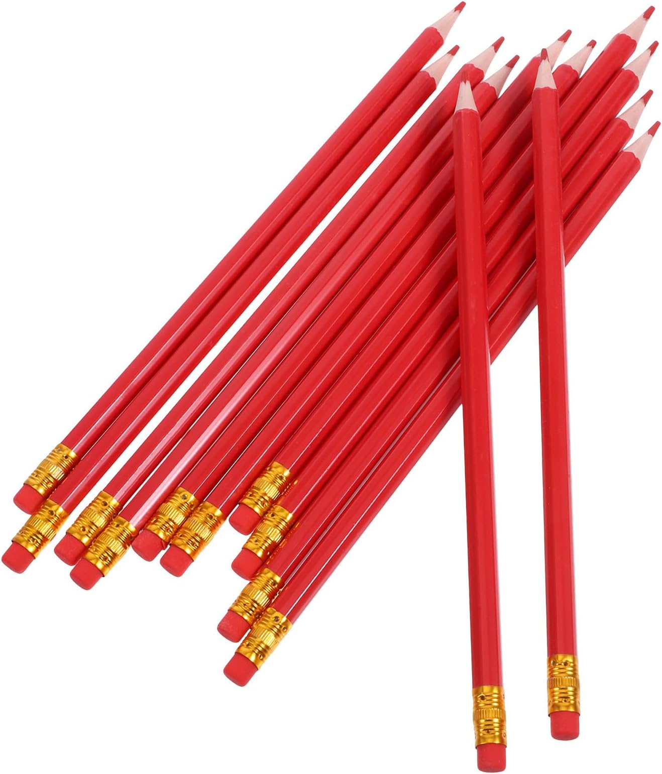 12 Pcs Red Sharpened Pencils With Erasers, Erasable Coloring Pencils For Checking Tests, Scoring, Map Marking, Drafting, Editing, Home And Office Use