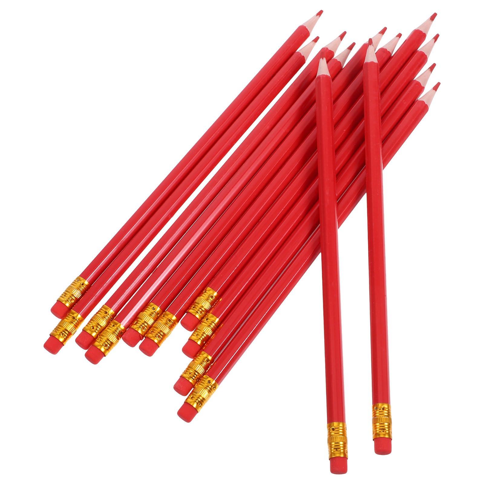 12 Pcs Red Sharpened Pencils With Erasers, Erasable Coloring Pencils For Checking Tests, Scoring, Map Marking, Drafting, Editing, Home And Office Use