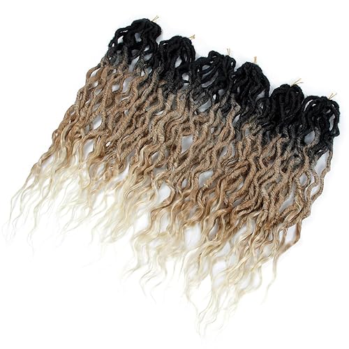 Miniatura 276 de 8 paquetes de rastas de cabello sintético de ganchillo de 18 pulgadas, rastas sintéticas bohemias con extremos rizados, cabello de ganchillo suave