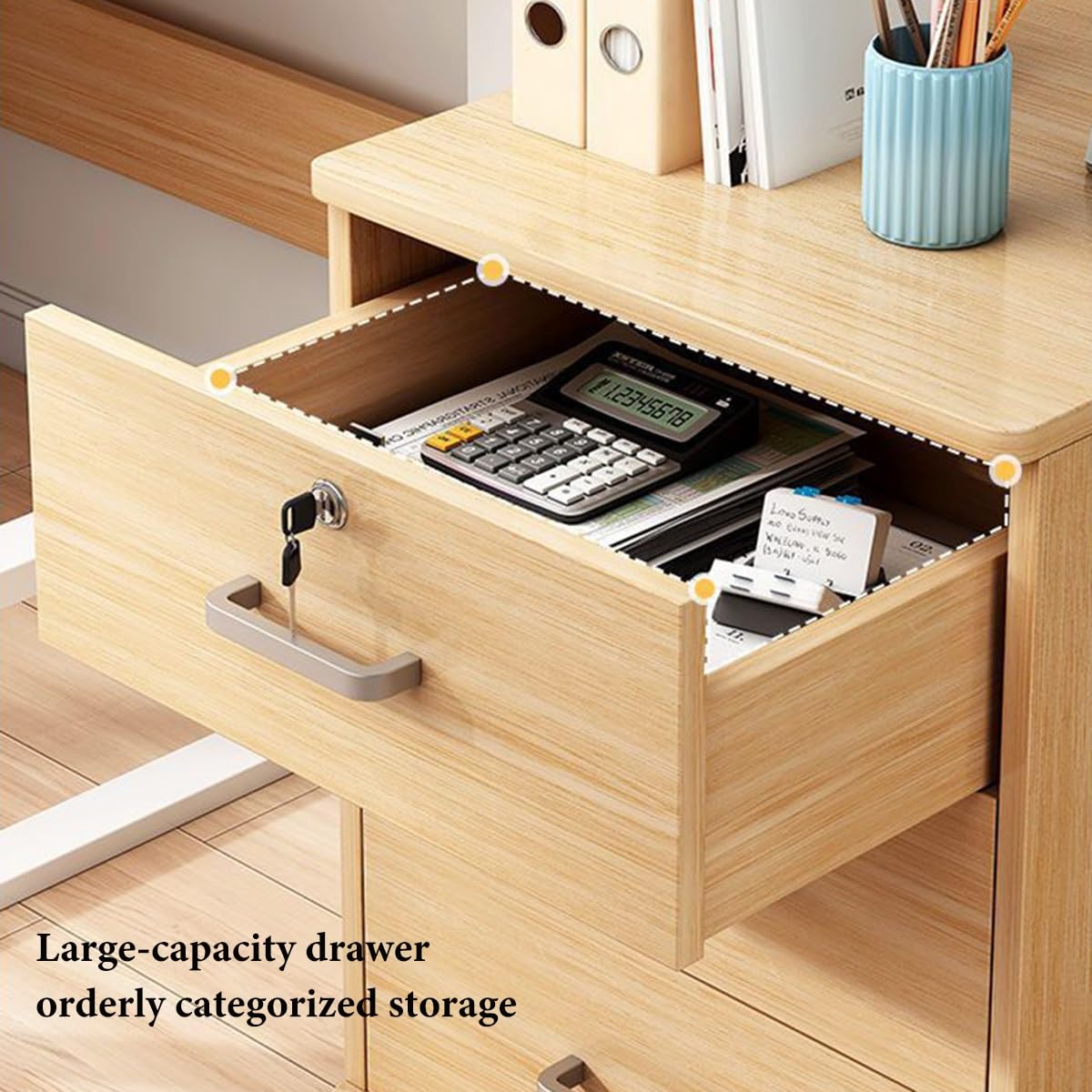 Armoire de classement verticale en bois avec clé, nizer mobile à 4 tiroirs sur roulettes pour dossiers juridiques//A4, idéal pour le bureau à domicile (couleur : blanc)
