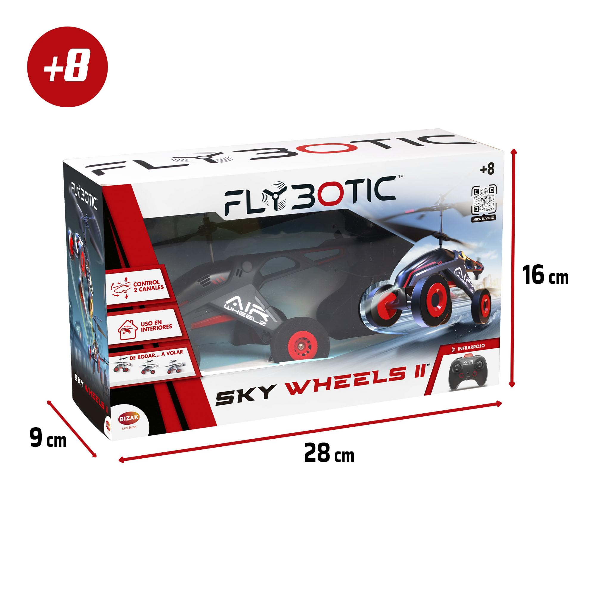 Bizak Flybotic Sky Wheels II vehículo Volador radiocontrol 2 en 1, Rueda por Tierra y despega para Volar, helicóptero con Ruedas, Producto Oficial, para niños Desde 8 años (62004569)