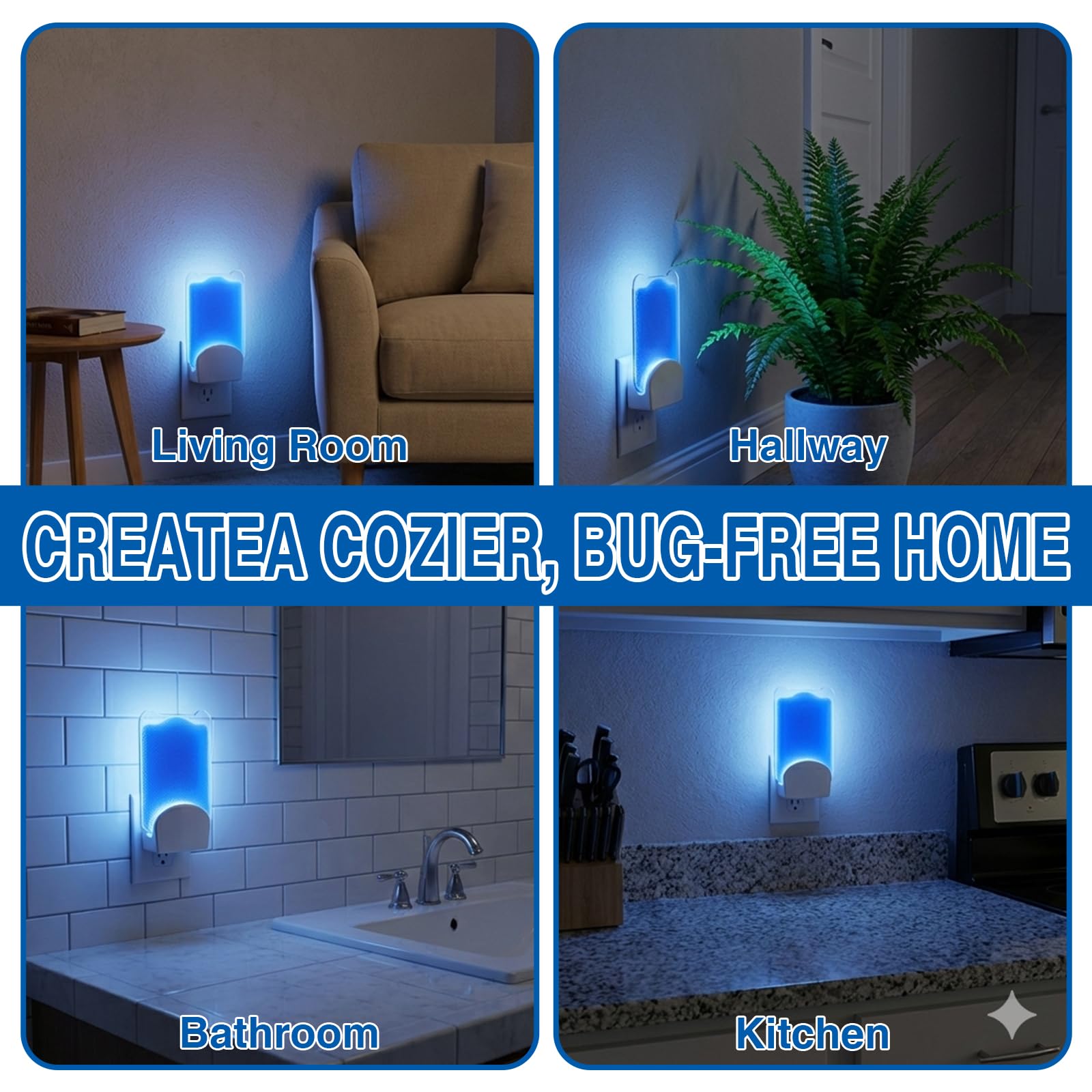 2 Pezzi Trappola Insetti Volanti,Luce Blu Zanzare Insetticida a Presa con Luce UV,cattura insetti Con 5 Pezzi Colla per mosche,zanzariera elettrica per Mosche della Frutta, Zanzare, Moscerini, Falene