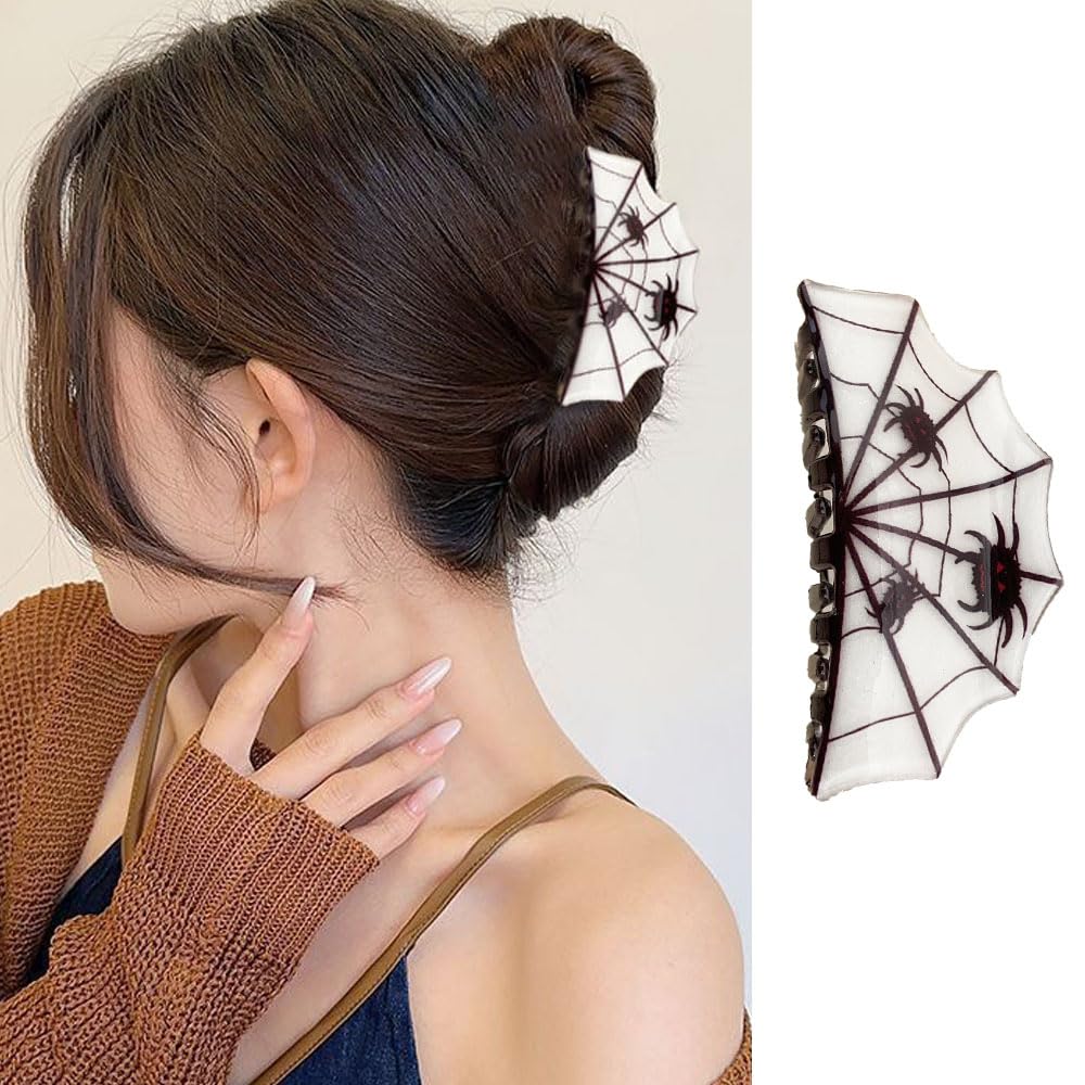 Halloween Hair Clips for Thick/Thin Hairs White Spider Web Design Hair Claw Clips for Halloween Hair Accessories Large Strong Hold Clamp Clips Scary Styling Shark Clip Funny Party Hair Decoration Halloween Hair Clips for Thick/Thin Hairs White Spider Web Design Hair Claw Clips for Halloween Hair Accessories Large Strong Hold Clamp Clips Scary Styling Shark Clip Funny Party Hair Decoration