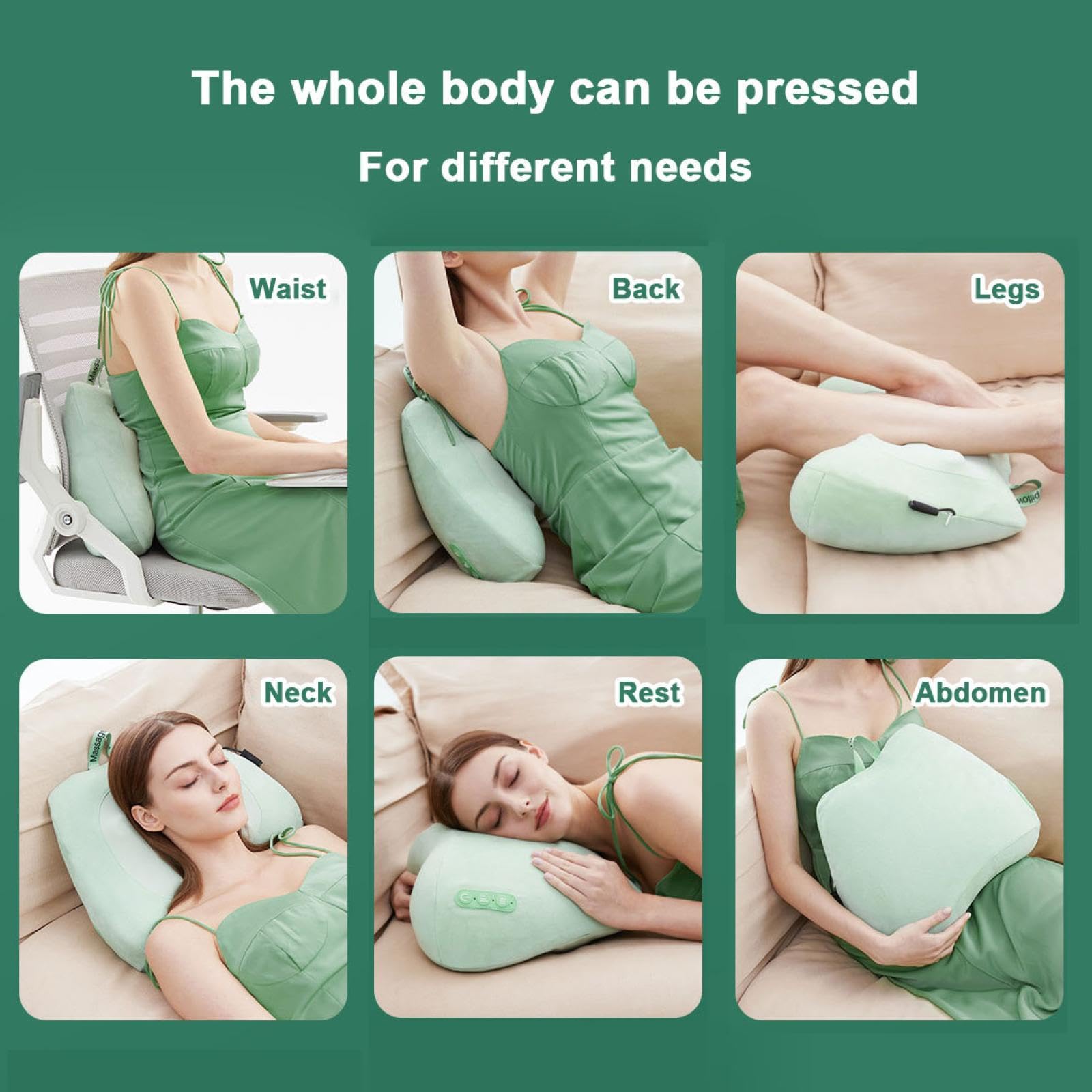 Cuscino elettrico multifunzione per massaggio a caldo, massaggiatore lombare per collo, schiena, spalle, collo, gambe, tutto il corpo per alleviare l'affaticamento