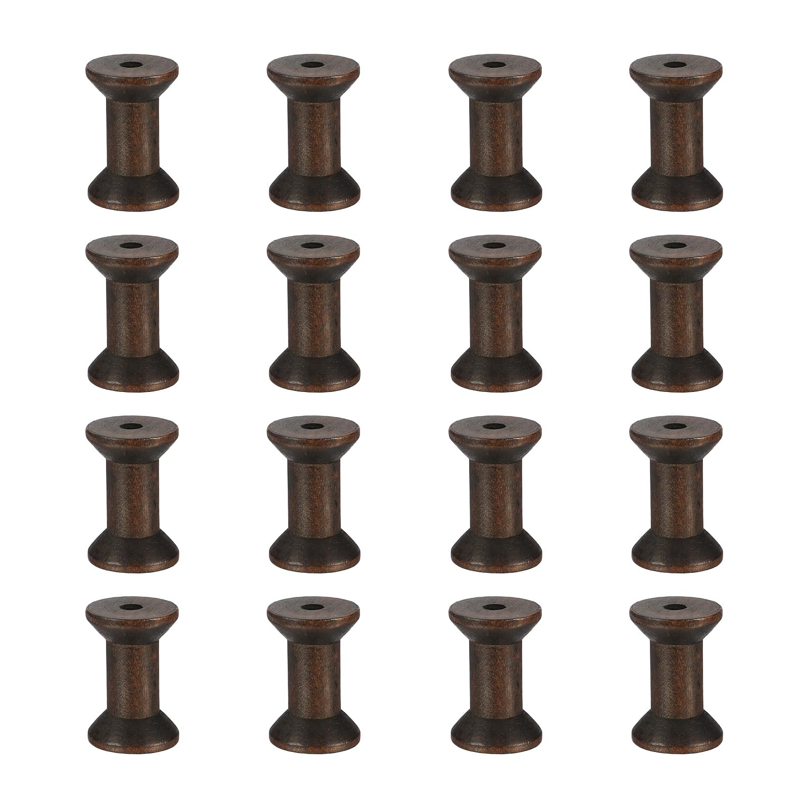 sourcing map 16 Pcs 3.0x5.0cm Small Empty Thread Spools, Coffee Color Unfinished Wooden Spools Wire Weaving Bobbins, Wire Weaving Bobbins for Embroidery DIY Sewing Machines Cord Jewelry Chain