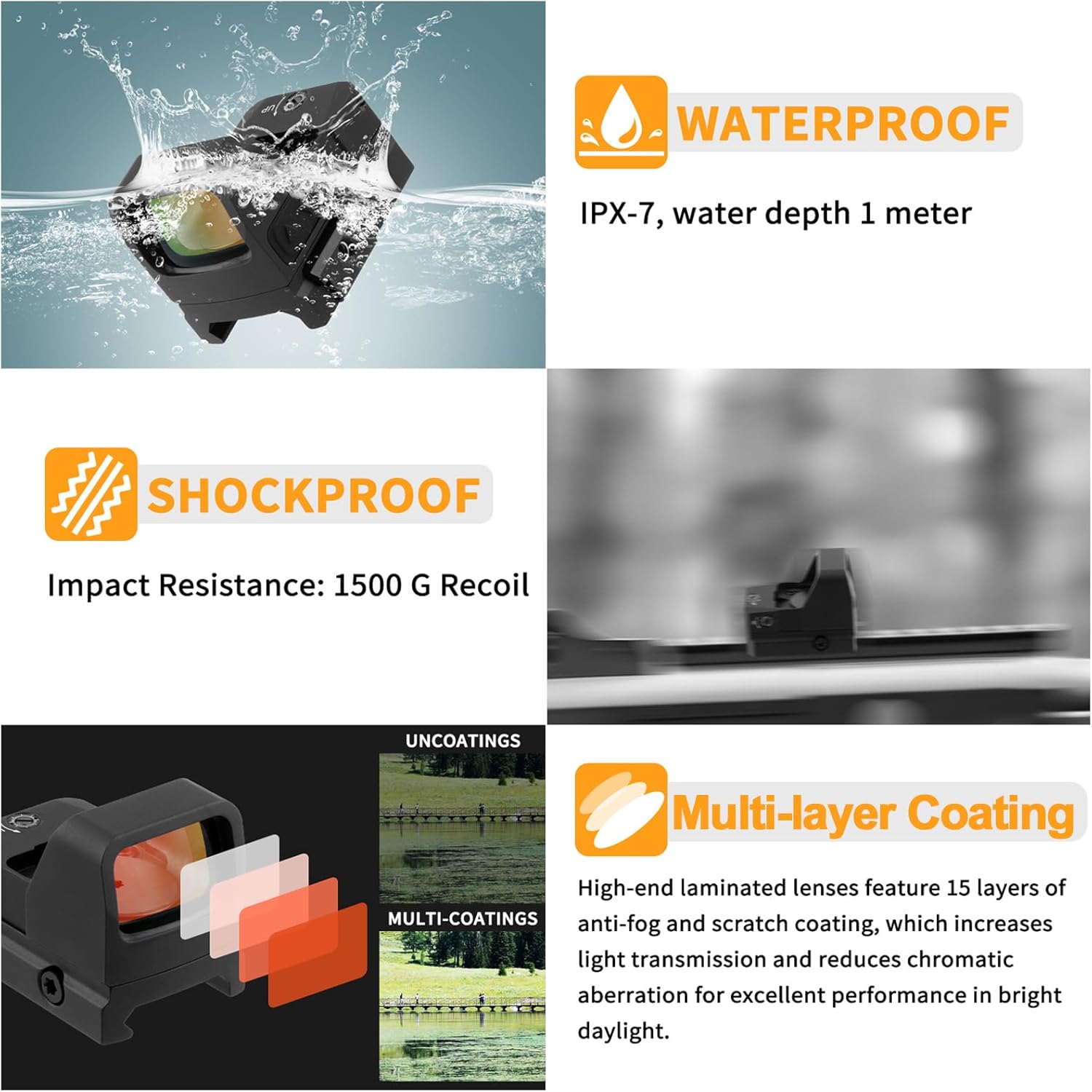 1x23mm Reflex Dot Sight, Multi-Coated 3 MOA Red Dot Sight, Shake Awake Red Dot Scope with 10 Levels Illumination Reticle, Shockproof Waterproof Red Dot Optics with 21mm Picatinny Rail Base