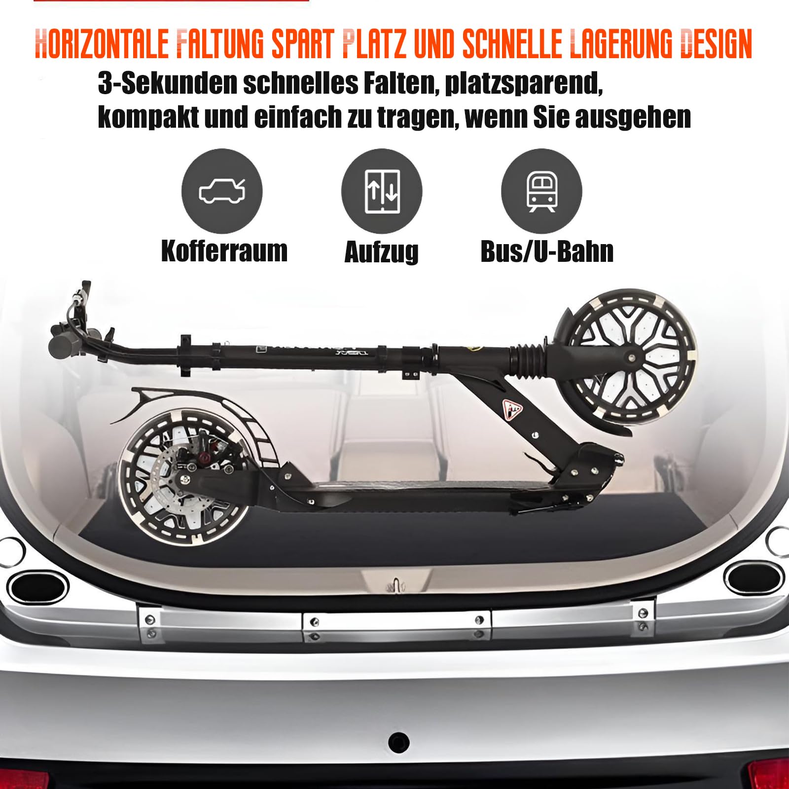 Trottinette pour Adultes et Adolescents et pour Les Jeunes de - Trottinette Adulte Pliable légère avec Grandes Roues Construction Durable Pliage Rapide Guidon Ajustable Roues à 20 cm Amortisseu
