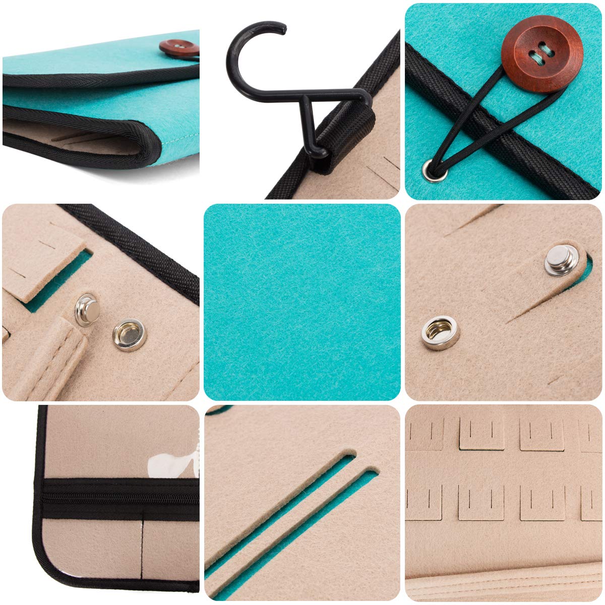 Amazon｜[Pacmaxi]ジュエリーポーチ ウォールポケット フック付き 吊り