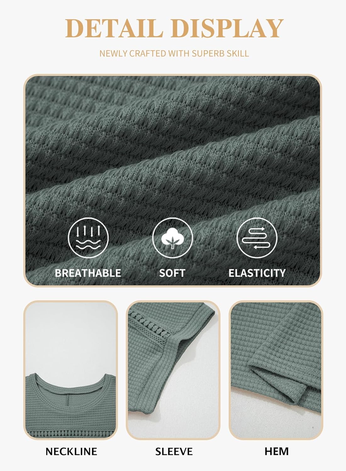 Eytino Plus Size Tops for Women Hollow Out Waffle Knit T-Shirts Crewneck Short Sleeve Casual Loose Basic Tee Blouses(1X-5X) - Image 5