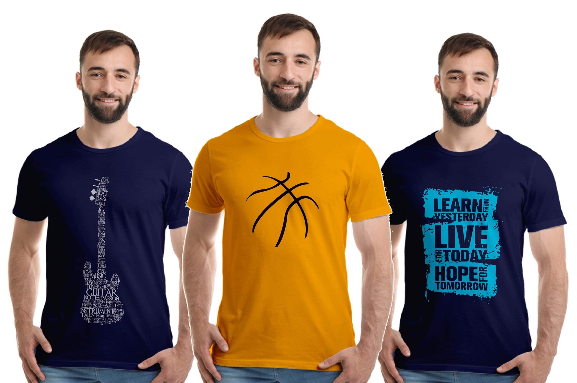 Boodbuck Printed T Shirt for Men Combo Pack of 3