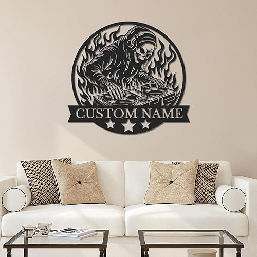 Miniatura 5 de Personalized DJ Metal Sign, Custom Name Music Wall Art, Disc Jockey Studio Decor, Turntable Themed Gift, Party Room Plaque, DJ Birthday Present,