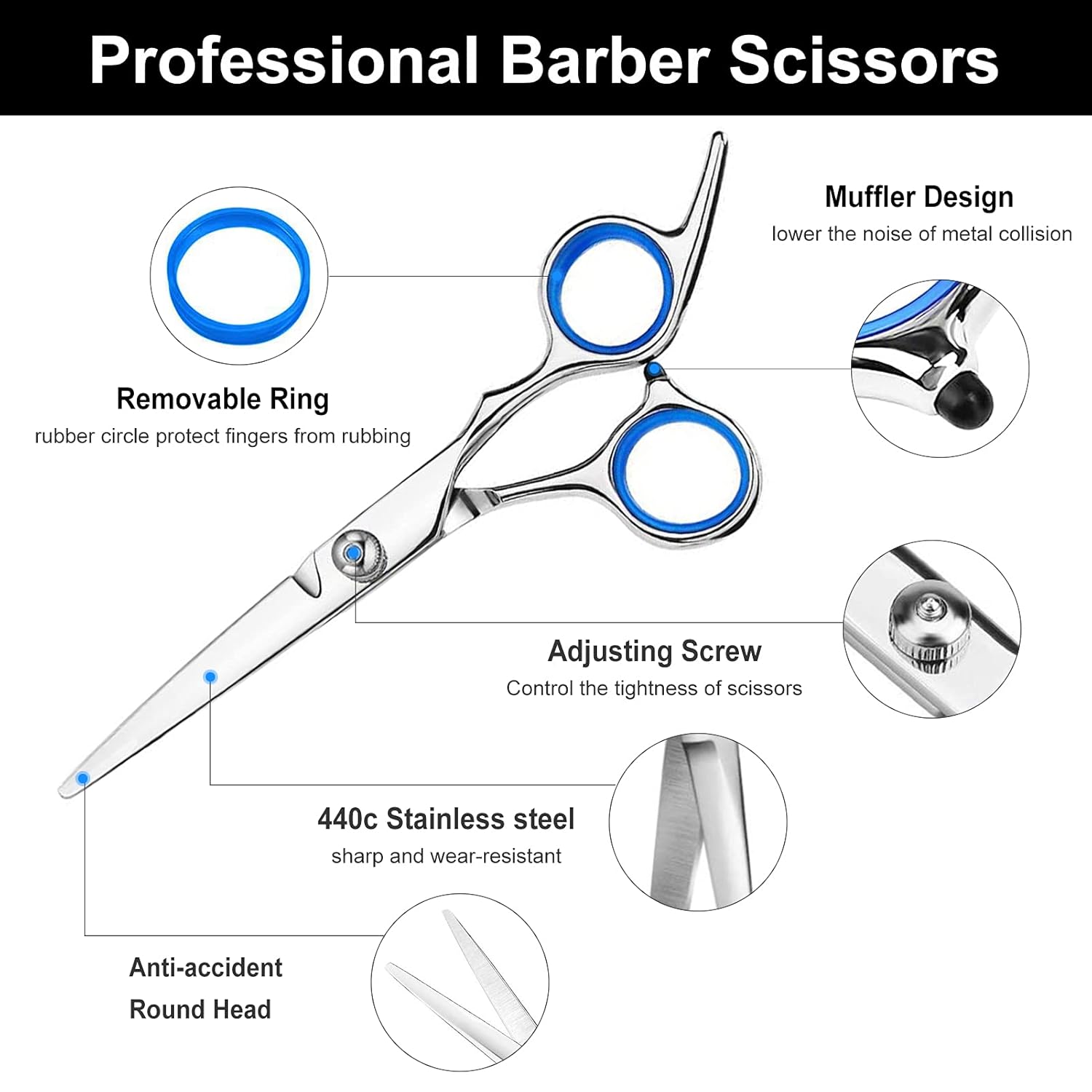 10 Pcs Hair Cutting Scissors Set, Professional Stainless Steel Hair Scissors Thinning Scissors with Hair Cutting Accessories, Hairdressing Shears Set for Home, Men, Women, Kids : Beauty & Personal Care