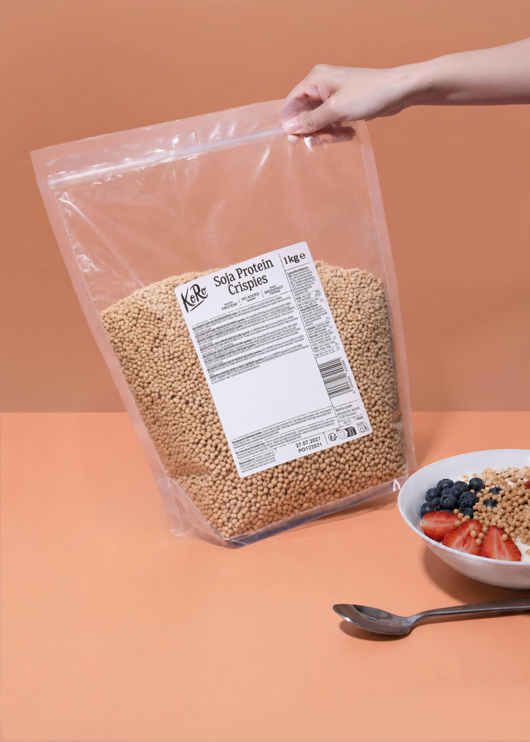 KoRo - Soja Protein Crispies 90 % 1 kg - Proteinreich (88 g/100 g) - Vegan - Neutraler Geschmack