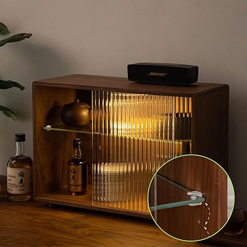 Miniatura 5 de Pinzas de soporte de vidrio para estante, 20 unidades, ajustables, sin marco, de aleación de zinc, acabado cepillado, con pasador, soportes para