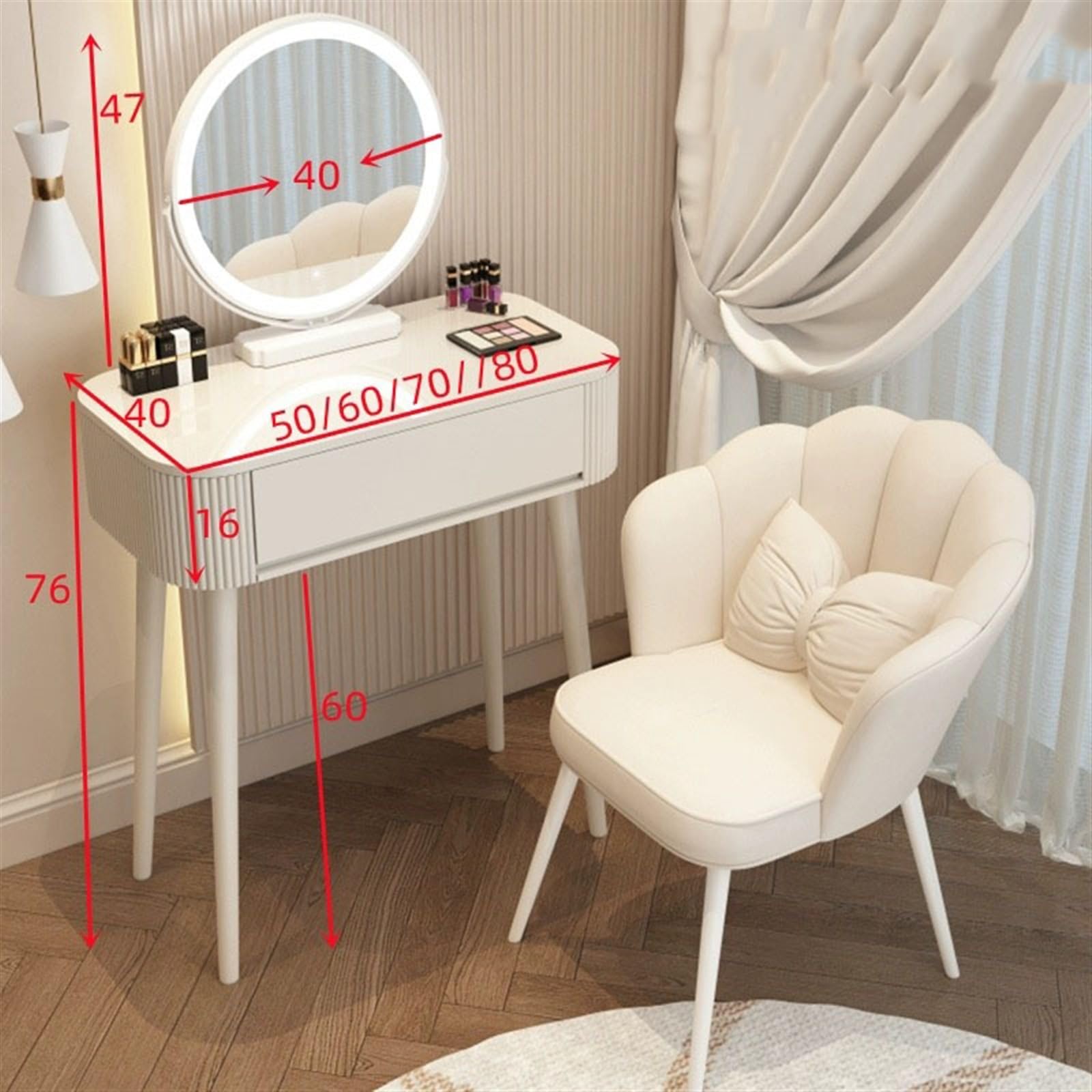 Schminktisch Schminktisch mit 1 Schublade und Samthocker Vanity Table Set