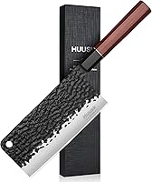 Vista 13 de Huusk Juego de 4 cuchillos de carnicero, cuchillo japonés para carne, cuchillo de cocina similar a hacha y cuchillo vikingo afilado para cortar