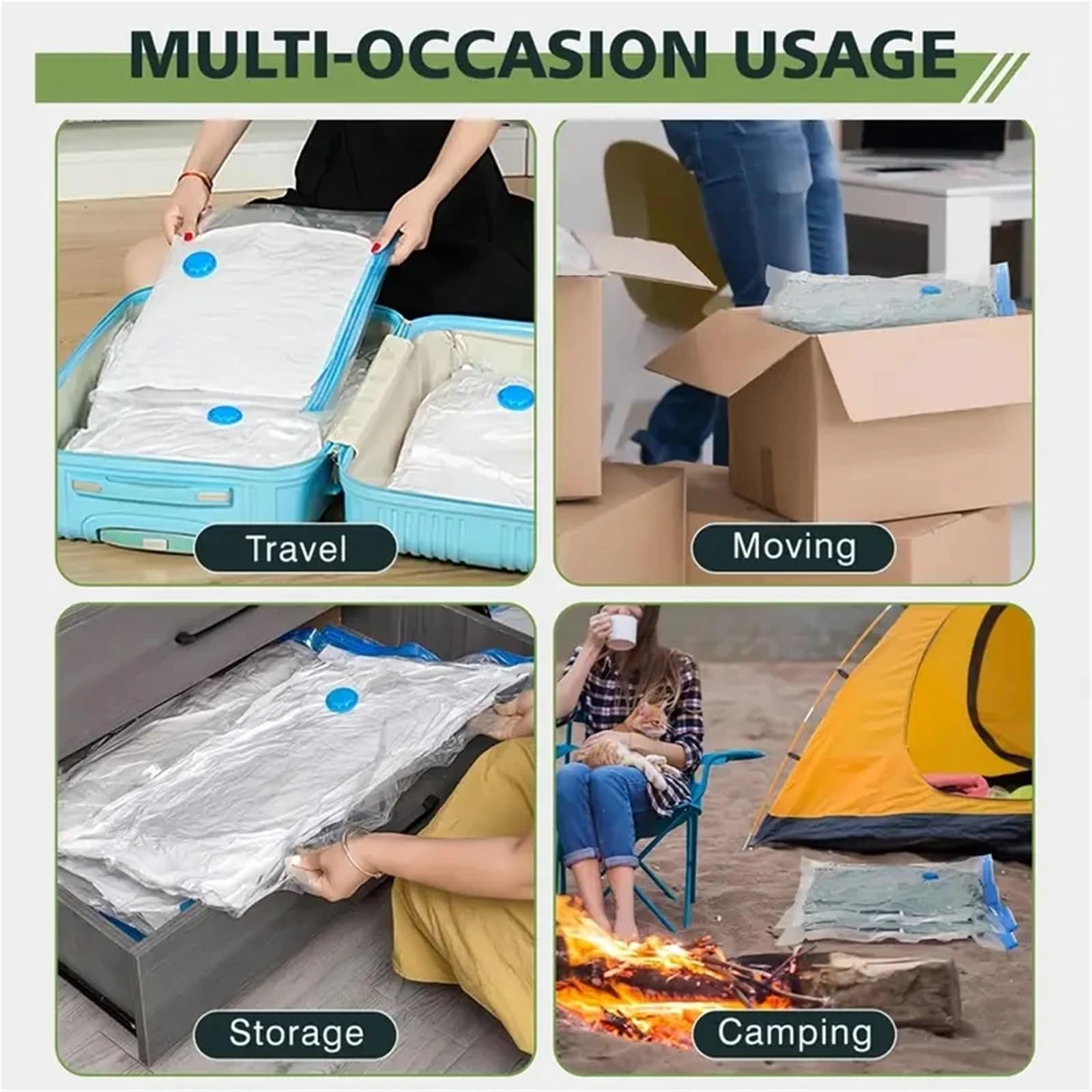Kompressionsbeutel Kompressionspacktaschen passen in Koffer, um Platz in der Kleidung zu sparen Für Reisen(5pcs70x100CM-pump)