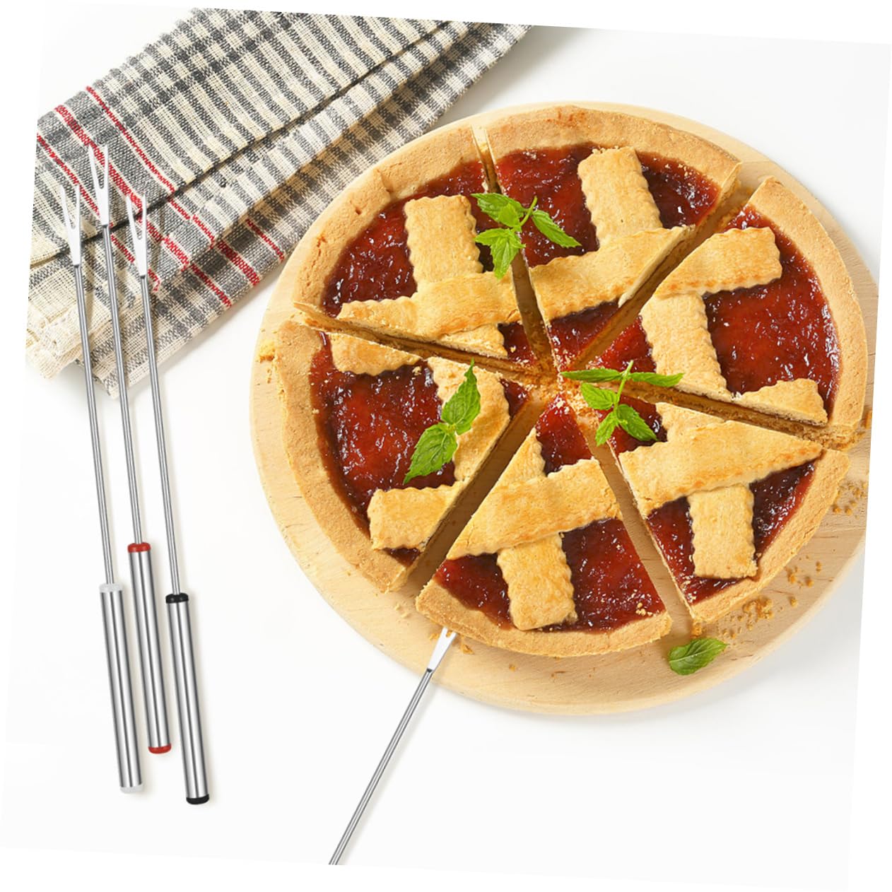 FUNOMOCYA 12pcs Stainless Steel Dipping Fork for Fondue Fruit and Desserts Lightweight Easy to Clean for Parties Hotels and Home Use