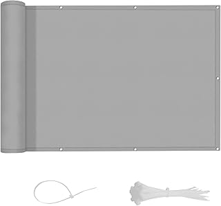 LOVE STORY 3 x10 Gray Waterproof Balcony Privacy Screen Cover - Opaque Fence Covering Privacy, 100% Polyester Fabric, UV Protection Shield for Apartment Railing,Outdoor Patio, Deck, Porch