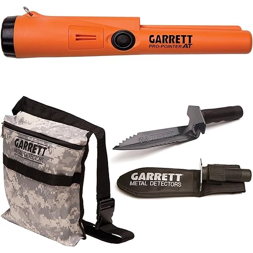 Garrett Pro Pointer AT Metal Detector Waterproof with Camo Digger's Pouch and Edge Digger