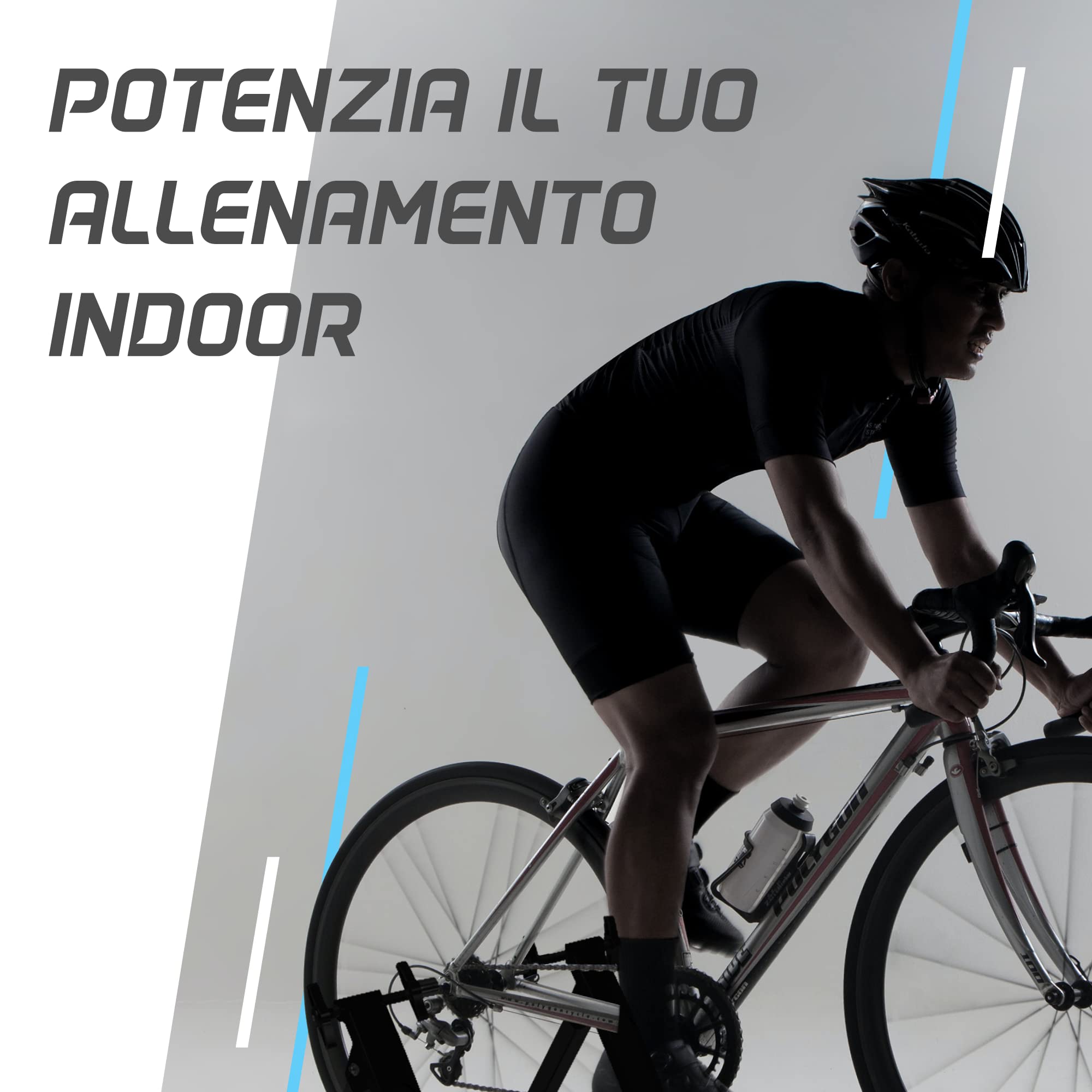 Turbo Trainer - Bicicletta da allenamento magnetica a resistenza variabile per bici da strada e da montagna - Supporto da allenamento stazionario - Telaio pieghevole in acciaio - Ruote da 66