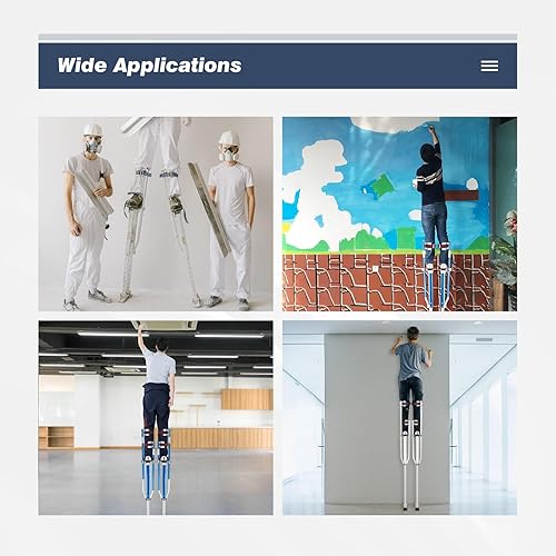 Miniatura 6 de Zancos para paneles de yeso para adultos, alturas ajustables de 18 a 30 pulgadas, pilotes de aluminio para trabajar en lugares altos, rojo