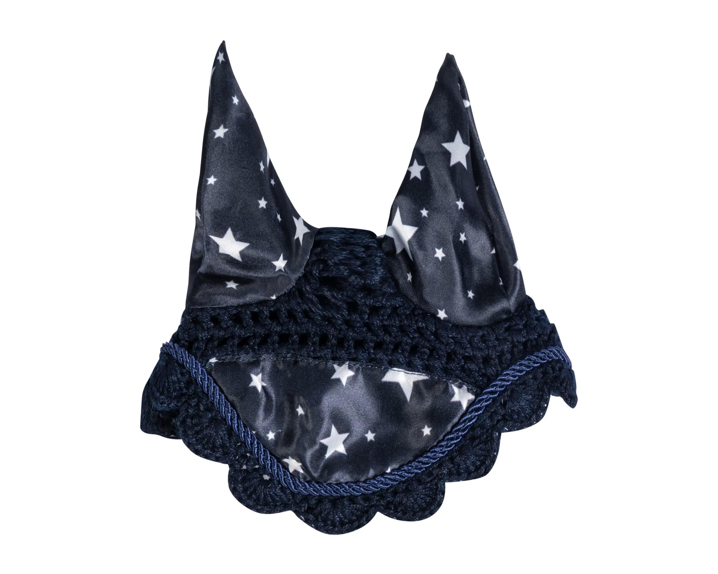 HKM Hobby Horsing Print Ear Bonnet Navy Blue With Stars Design One Size
