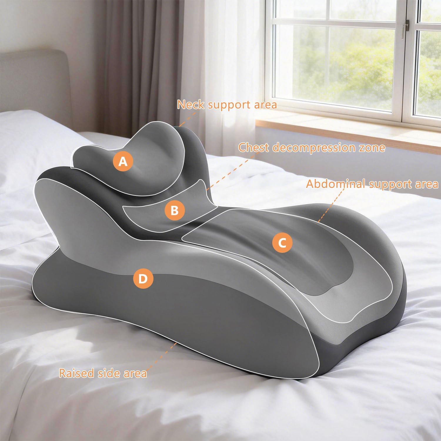 Sweet Spot Pillow Intimacy Pillows for Couples 27° Angle Ergonomic Memory Foam Positioning Cushion Butt Cushion Support Neck Waist Washable Pillowcase(Light Gray)