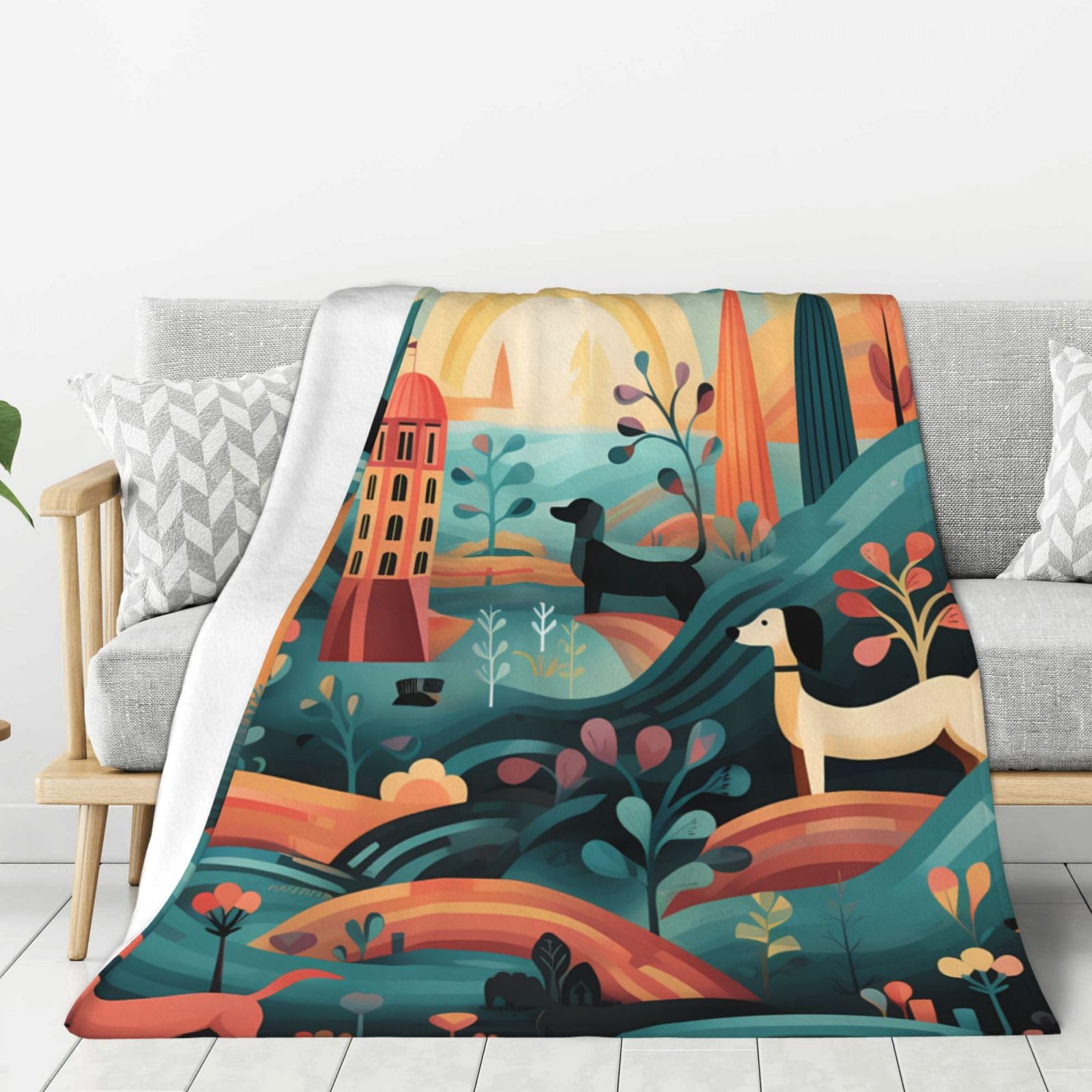 Couverture teckel en flanelle super douce, idée cadeau idéale 152x127