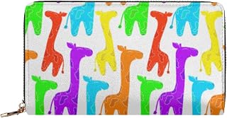 Carteira feminina girafa com zíper em volta da carteira colorida de couro girafa com zíper em torno da carteira clutch porta-cartões organizador