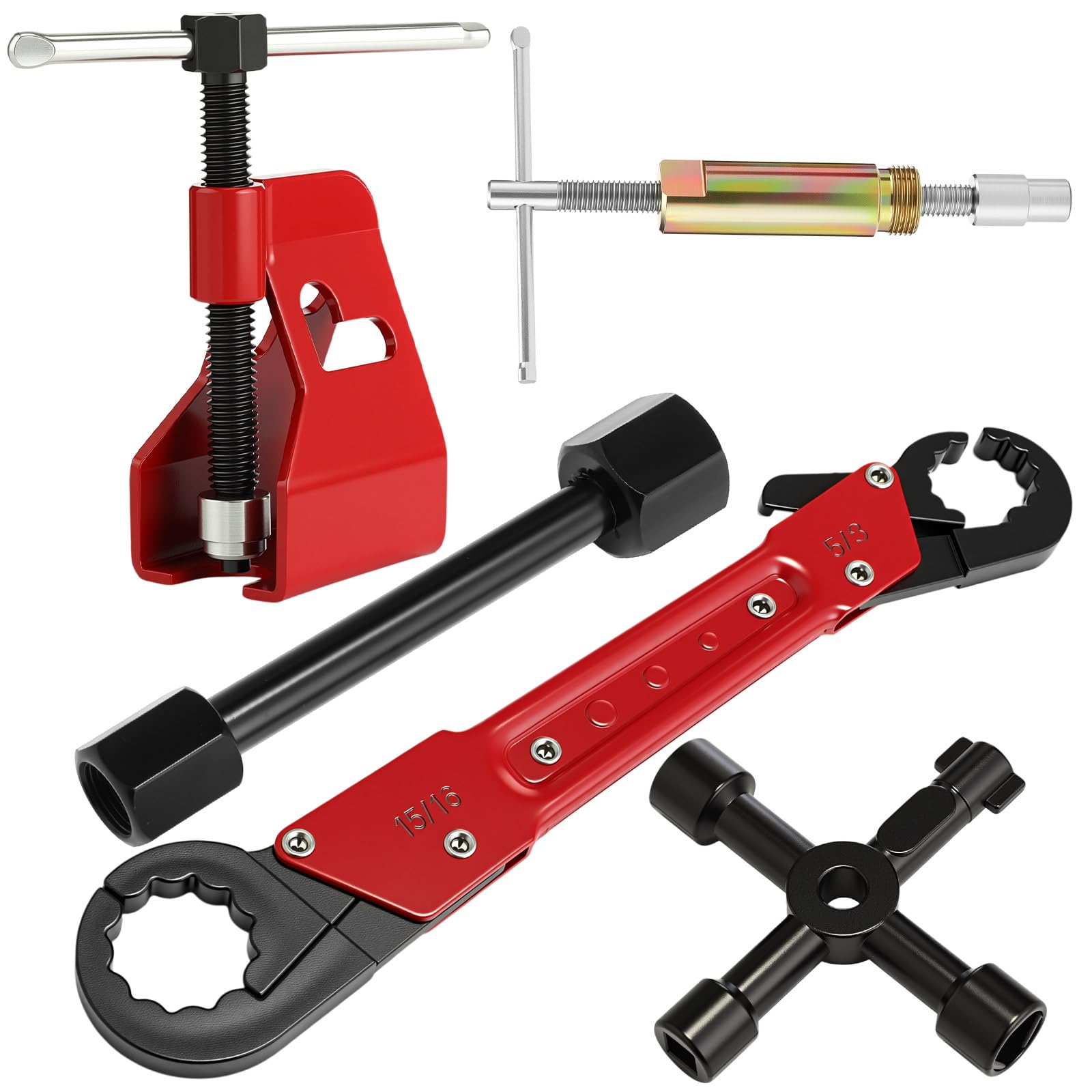 Lanties 5 Pcs Angle Stop Wrench Kit Plumbing Tool, Compression Sleeve Puller for 1/2" Compression Fittings, Ferrule Puller Removal Tool for 1/2"