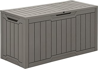 YITAHOME 80 Gallon Outdoor Storage Box, Large Water Resistant Resin Deck Box, Indoor Outdoor Lockable Storage Container for Patio, Garden, Cushions, Tools, Equipment (Taupe)