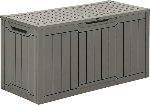 Vista 11 de Yitahome Caja de almacenamiento para exteriores de 30 galones, caja de almacenamiento para exteriores de resina impermeable para paquetes de entrega