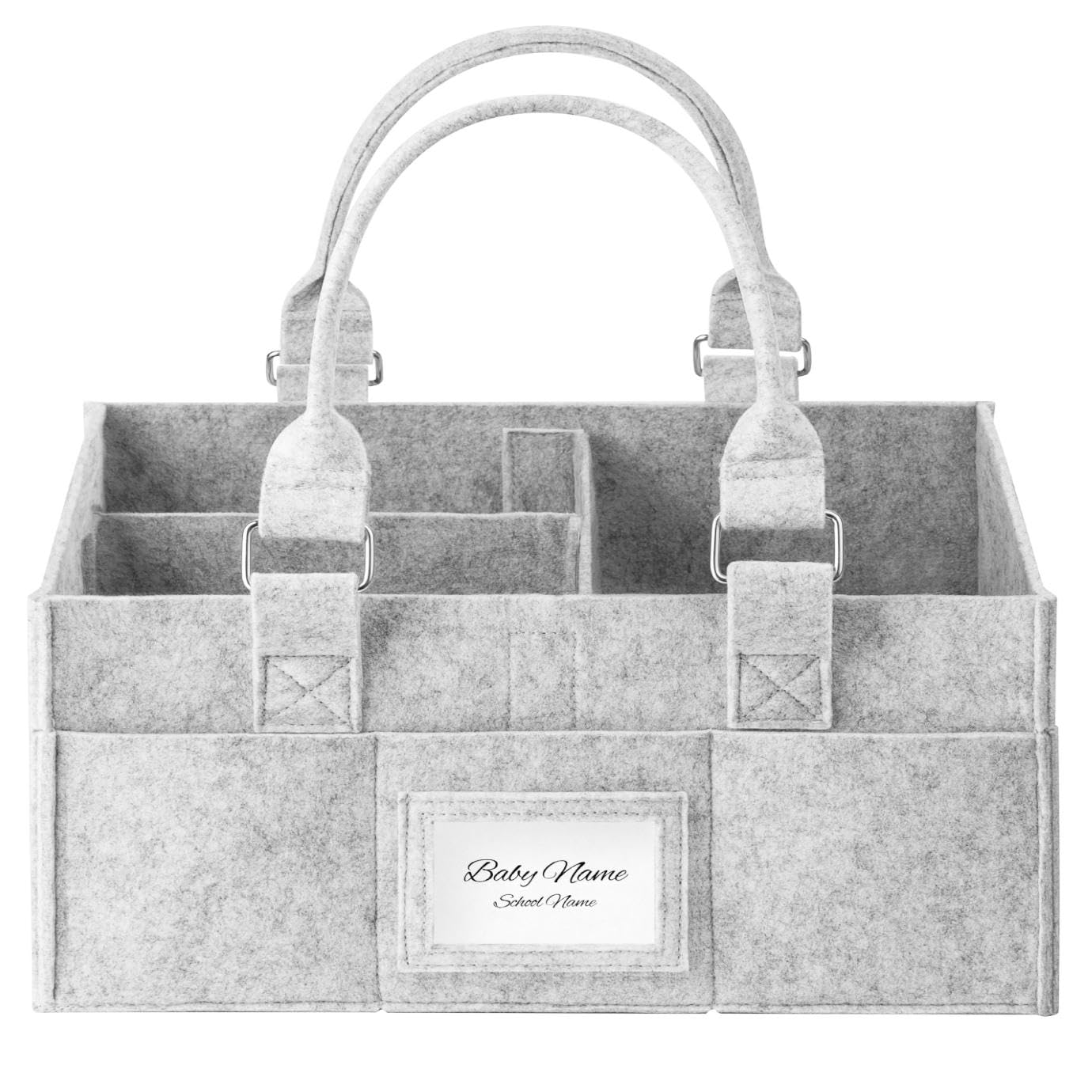 AJIEQAQ ​Wickeltisch Organizer, unverzichtbar für Neugeborene, Filztasche mit Fächern, robuster tragbarer Windeltasche（Dunkelgrau）