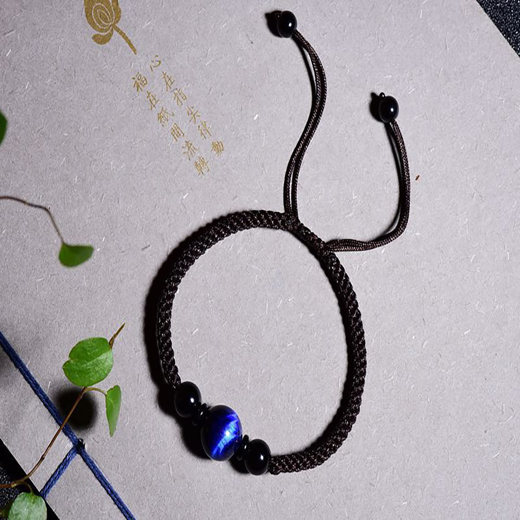 NZpost Pulsera de la Riqueza, Pulsera de Ojo de Tigre Azul, Pulsera Ajustable de Cristal, Pulsera de Mal de Ojo, Amuleto de protección, Pulsera de Hilo Rojo, Cristal cinabrio