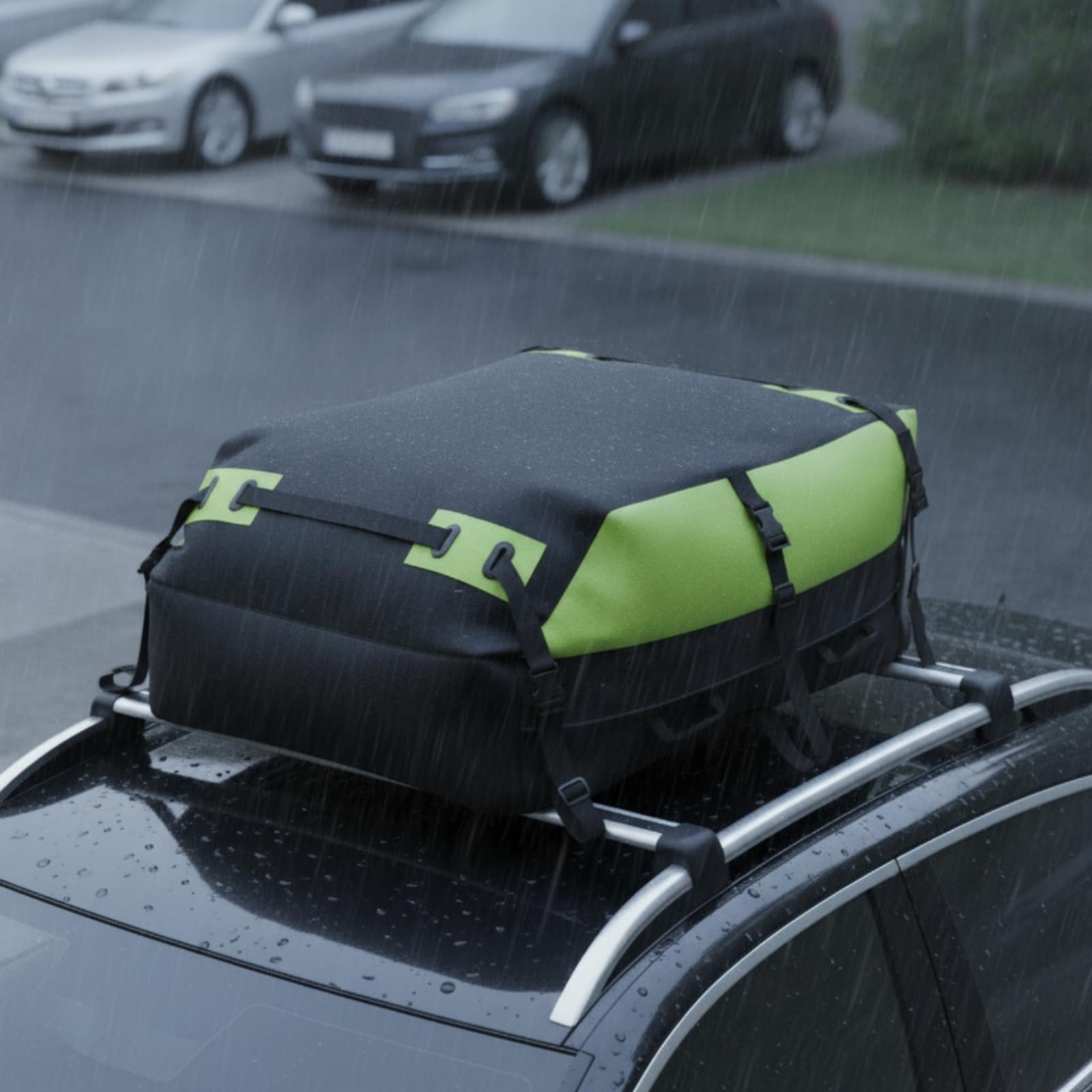 Portapacchi Tetto Auto Borsa Tetto Baule Tettuccio Borsa Bagagliaio Impermeabile Oxford con Cinghie E Fibbie Riflettenti Adatto per Viaggi Campeggio Vacanze Lunghi Tragitti, Grigio