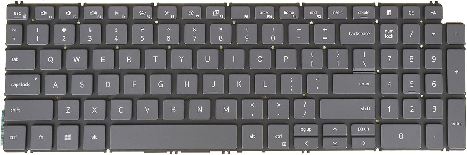 US English Layout- Laptop Keyboard for Dell Inspiron 7500 2in1, 7506 2in1, 7590 2in1, 7591 2in1, 7706 2in1, 00WNM6 0WNM6 01FRFK 1FRFK, Backlit, Gray Black, No Frame
