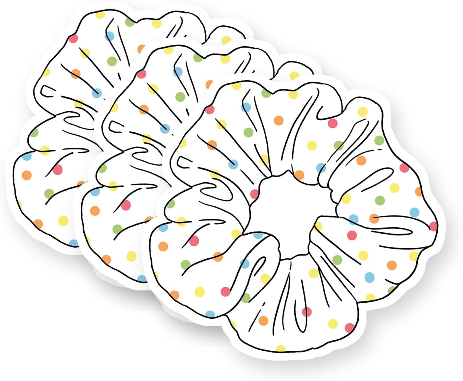 Single Cute Rainbow Polka Dot Scrunchie Vinyl Stickers 3 Pack 3 Inch