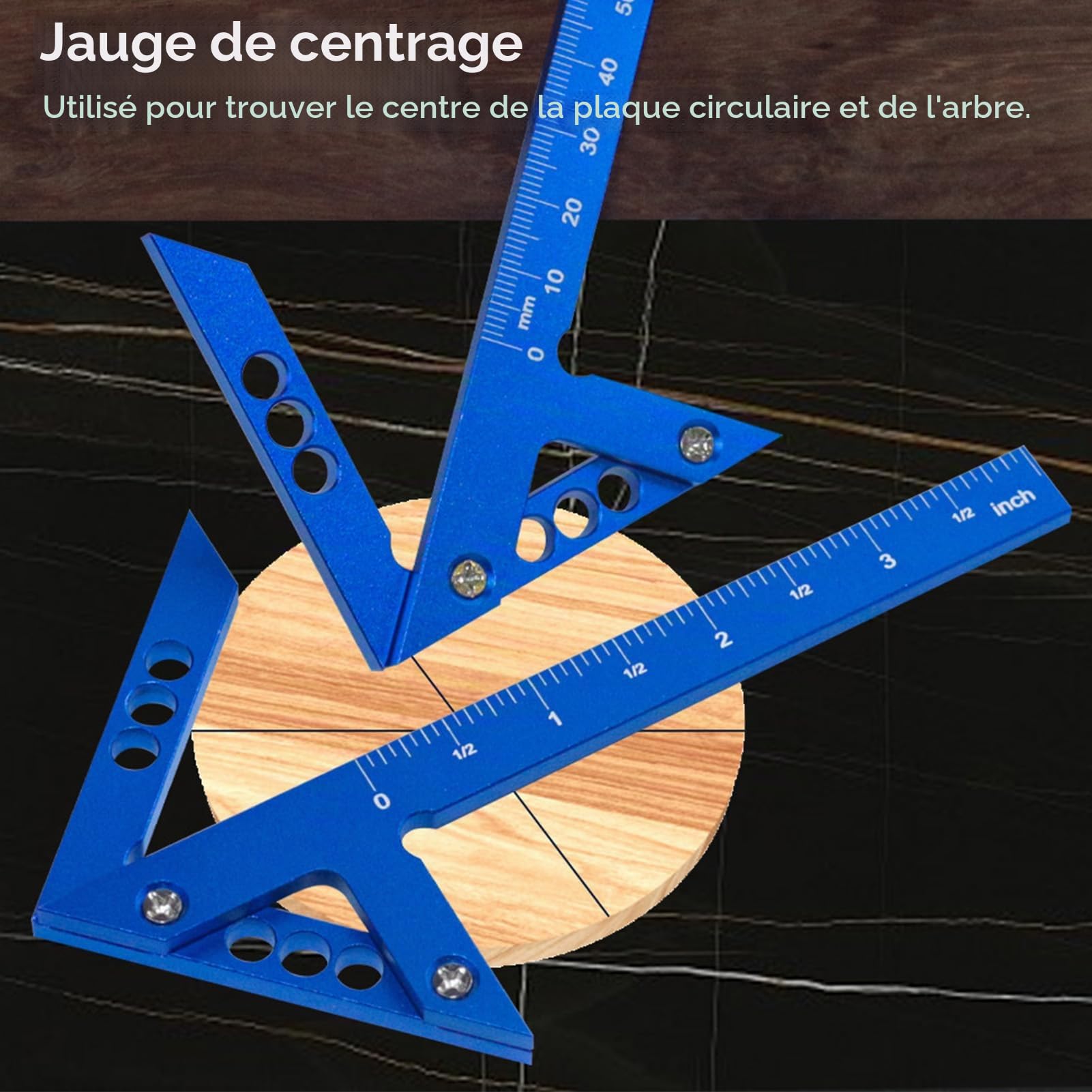 Règle De Jauge Centrale, Jauge Centrage Carré Angle De Centrage Pour Les Matériaux Ronds Et Rectangles,45° 90° Jauge De Ligne Jauge De Centrage Jauge Centrale De Marquage Pour Le Travail Du Bois