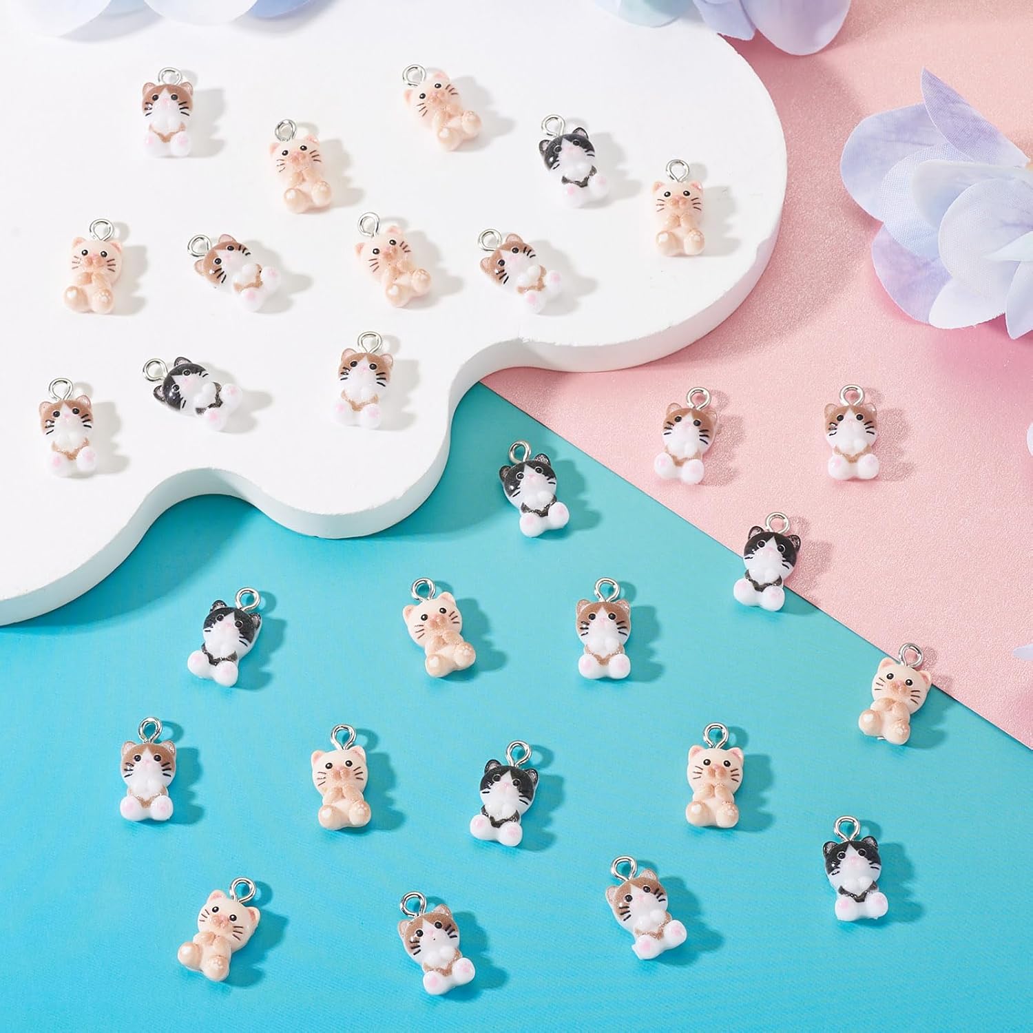 Cheriswelry 30Pcs Cat Charms for Jewelry Making Resin Animal Pendants Cute Animal Dangle Charms Hang Ornament 16x8.5x5mm for DIY Bracelet Keychain Necklace Jewelry Making - Image 5