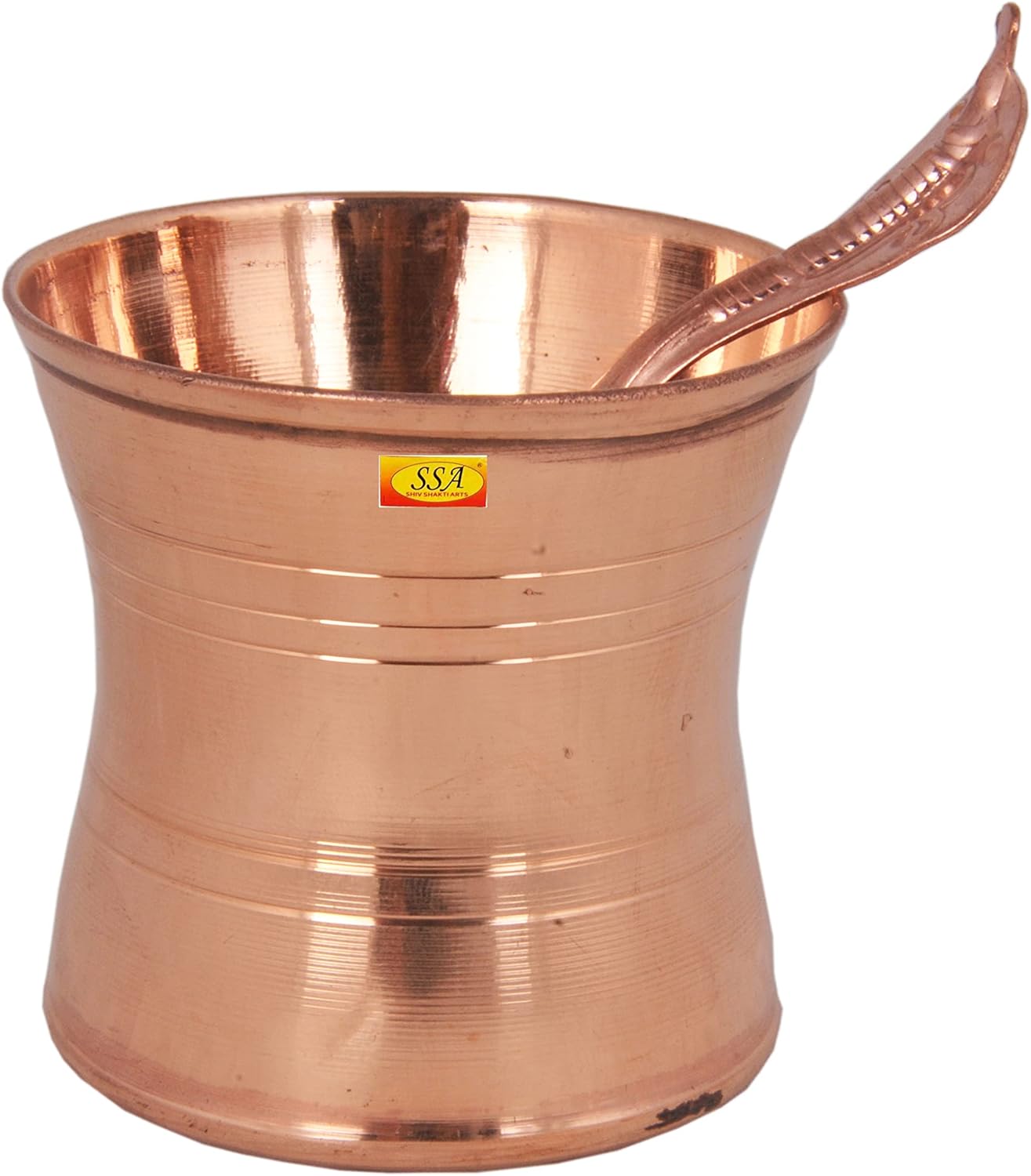 Shiv Shakti Arts® Pure Copper Puja Patra | Punch Patra | Jal Patra with Achmani Spoon Set for Poojan Purpose. (Big)