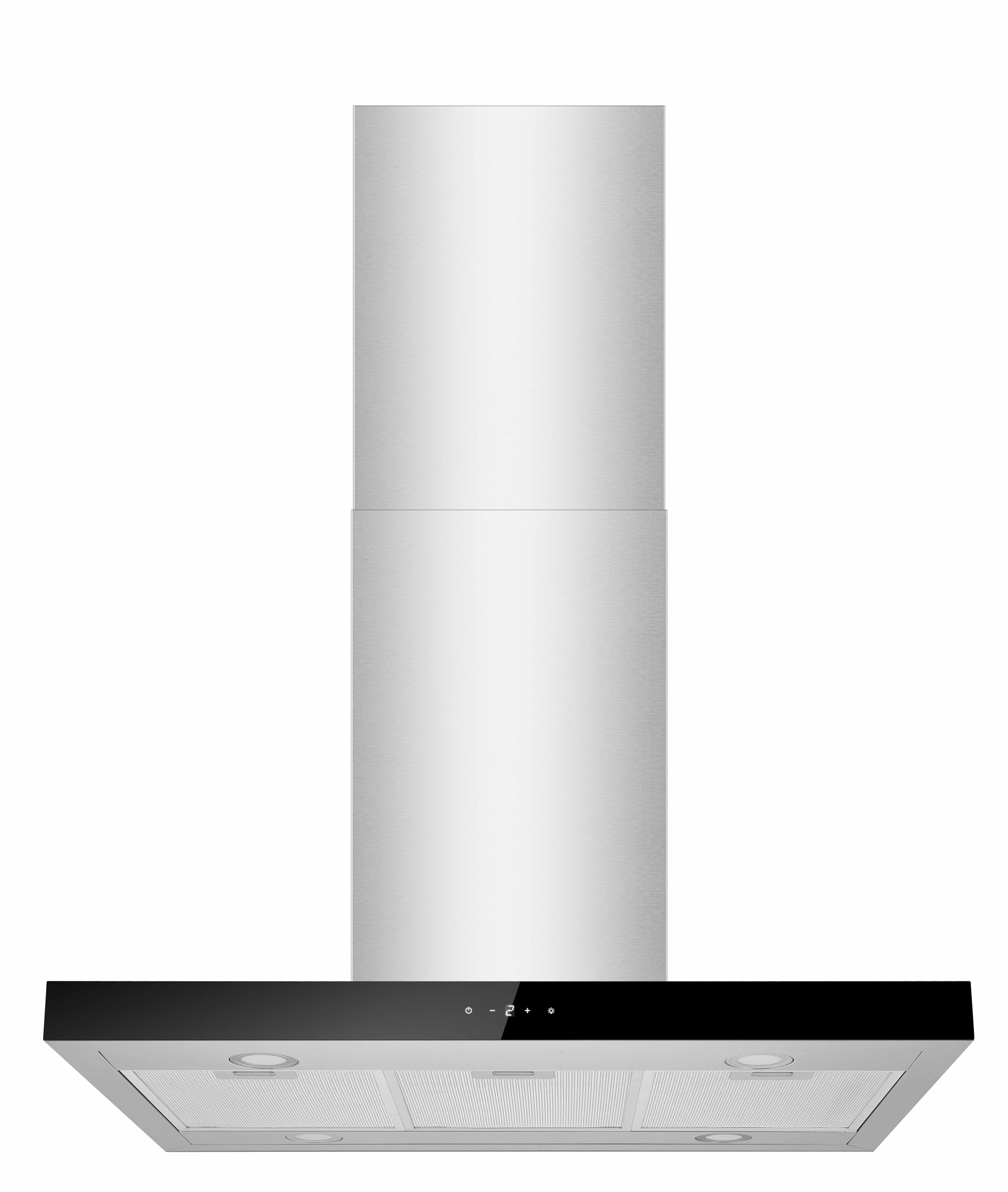 Respekta Dunstabzugshaube CH44199IX-21 / Inselhaube aus Edelstahl mit Glasfront, 90 cm/Luftstrom max. 631,7 m³/h/Abluft- und Umluftbetrieb/Energieeffizienzklasse A+++ / 42 – 63 dB
