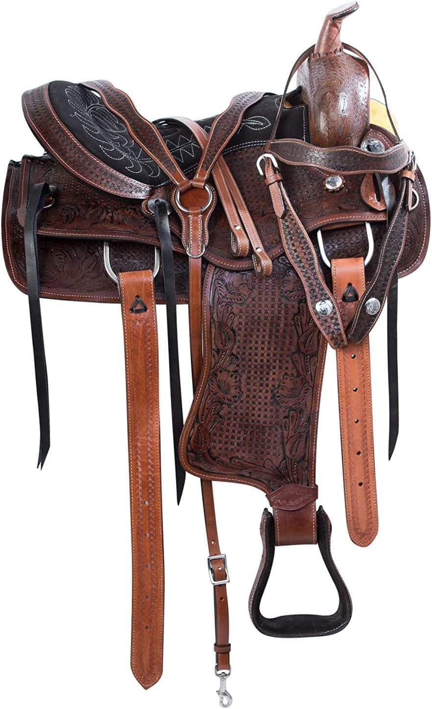 Handmade Leather Western Horse Saddle – Comfortable Trail & Training Saddle with Complete Tack Set – Durable, Secure & Balanced Ride for All Riders