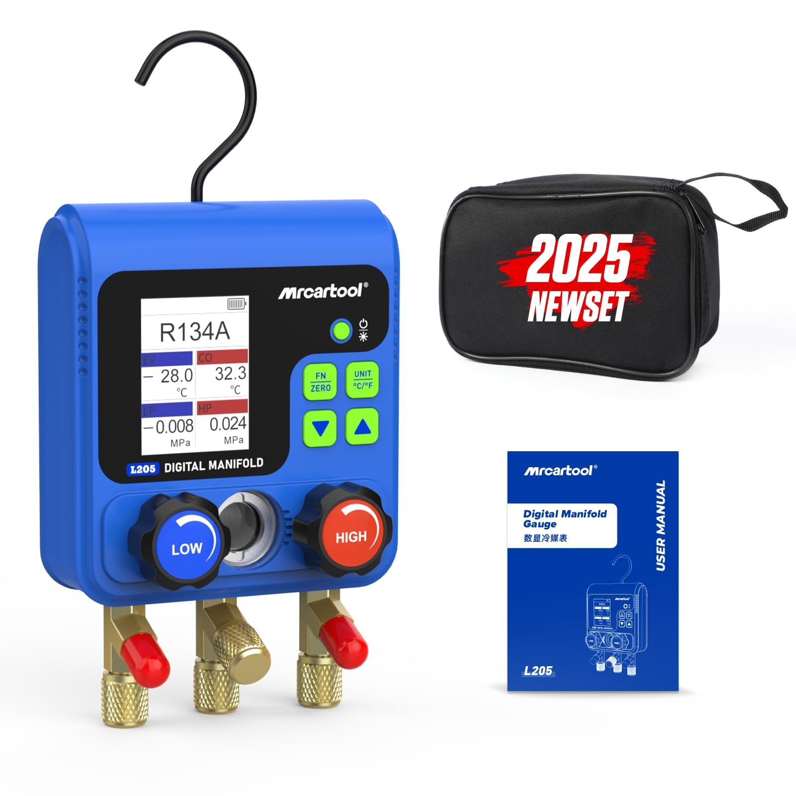 Bomba de vacío digital para sistemas de aire acondicionado y pruebas, manómetro de refrigerante R410a R32 digital, manómetro de refrigerante HVAC 92 refrigerante