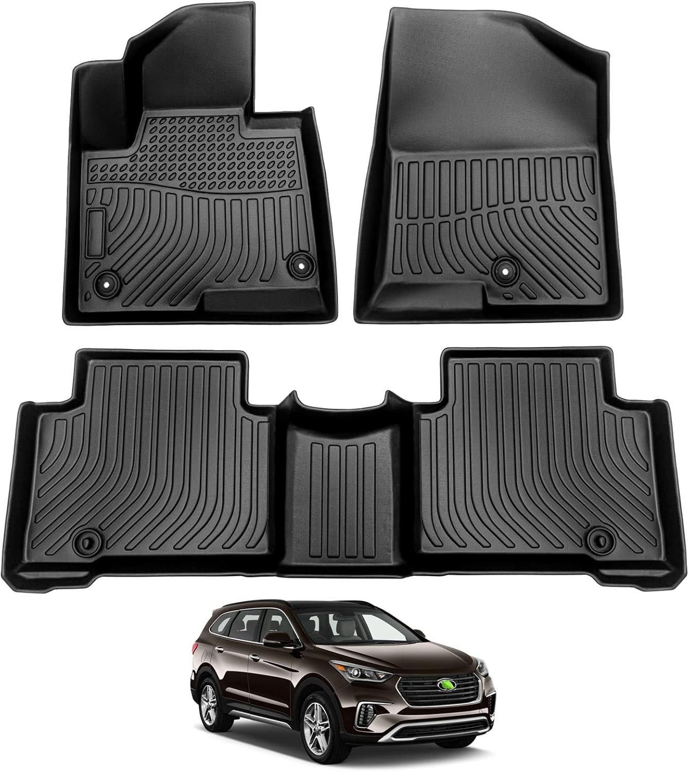 Cartist All-Weather Floor Mats for Hyundai Santa Fe (2013-2018) 2 Row