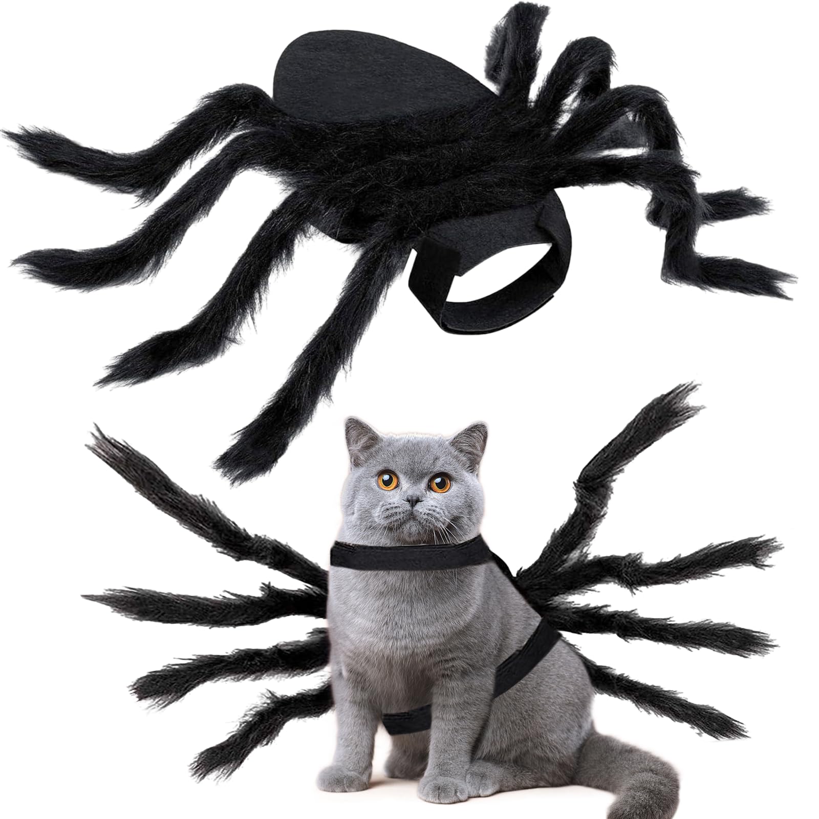 Kostium pająka na Halloween, filcowy kostium psa, kostium pająka, dekoracja na urlop, Halloween, pluszowy pająk, kostium dla małych i średnich psów i kotów, regulowany, czarny