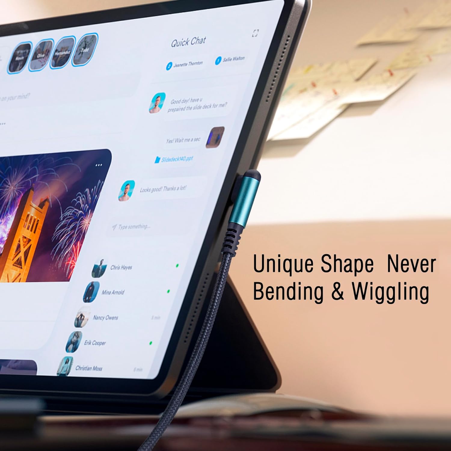 USB Type C Charger Cable 3A, [2-Pack 5ft+10ft] Right Angle 90 Degree Fast Charging Braided Cord Compatible with Galaxy S10 S9 and Other Type C Device (5FT+10FT, Blue) thumbnail