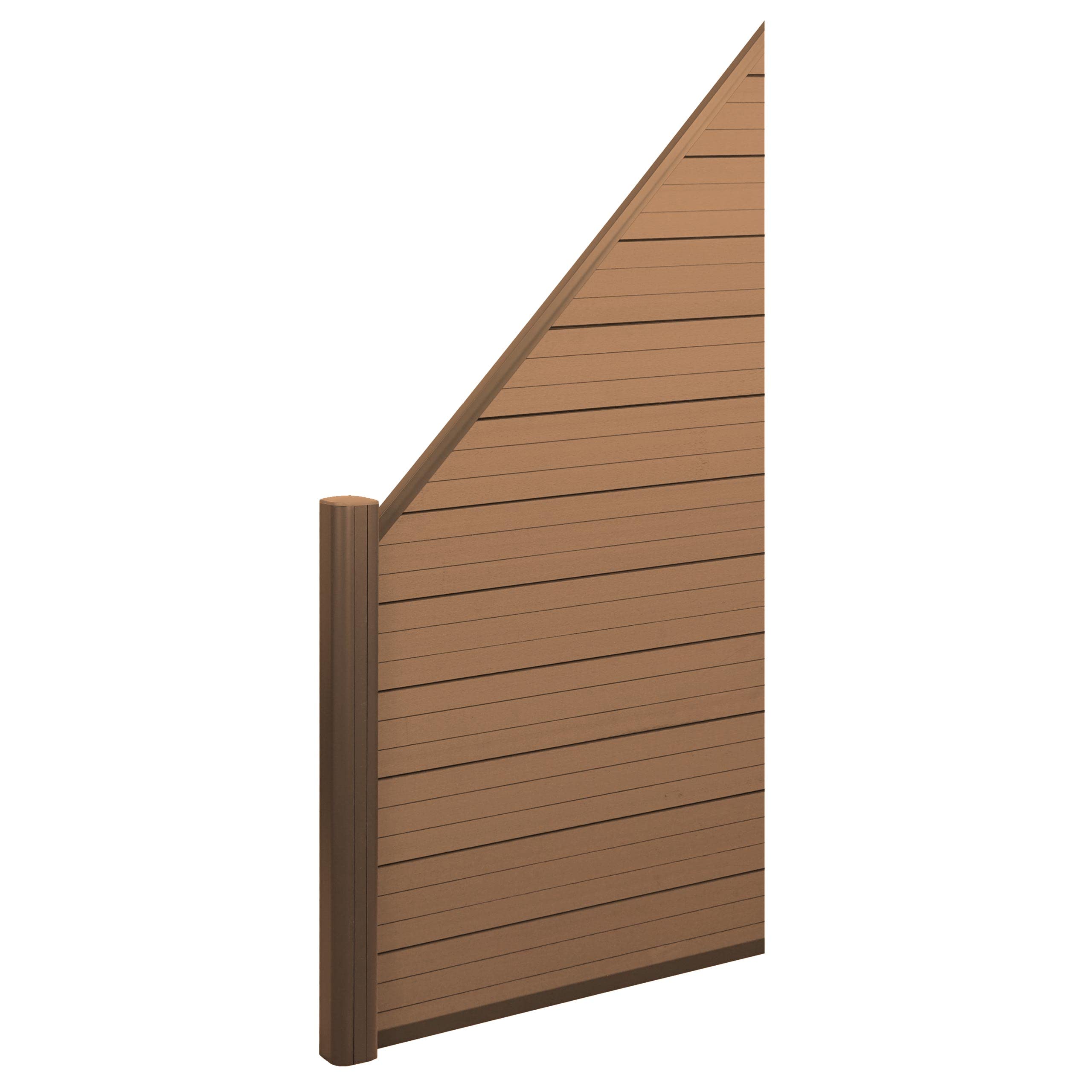 Mendler Pannello supplementare frangivento fendivista Obliquo SX Privacy Sarthe WPC Alluminio Premium 95cm Teak