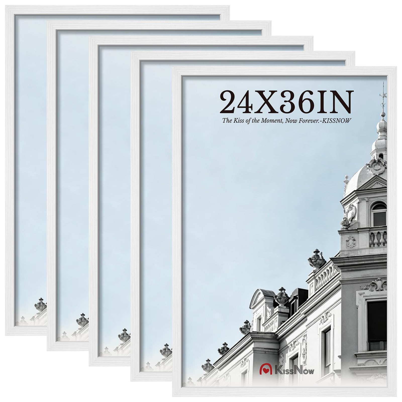 Cadre photo bois blanc 61x91 cm (lot de 5) grand format avec plexiglas poli