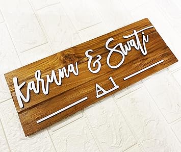 MustHome | Name plate for home entrance | Wood Personalized Name Plate with 3D Letters | Door name plates | Name Plate For Home, Office & Outdoor Entrance |7x15 inch | Wooden | Gifts (Design 1)